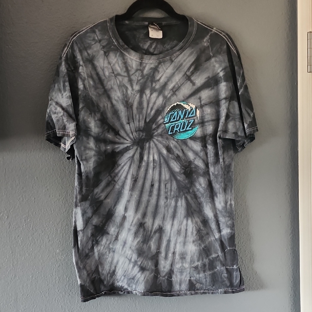 Santa Cruz Skateboards Black and Gray Tie-Dye Tee